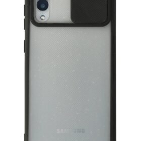 Samsung Galaxy A02 Kılıf Palm Buzlu Kamera Sürgülü Silikon - Siyah-(5796)