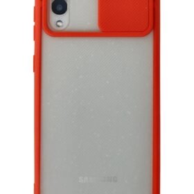 Samsung Galaxy A02 Kılıf Palm Buzlu Kamera Sürgülü Silikon - Kırmızı-(5796)