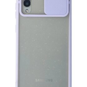 Samsung Galaxy A02 Kılıf Palm Buzlu Kamera Sürgülü Silikon - Lila-(5796)