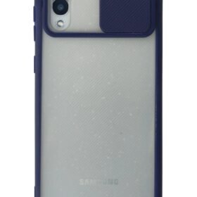Samsung Galaxy A02 Kılıf Palm Buzlu Kamera Sürgülü Silikon - Lacivert-(5796)