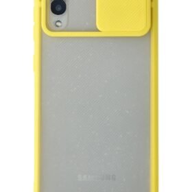 Samsung Galaxy A02 Kılıf Palm Buzlu Kamera Sürgülü Silikon - Sarı-(5796)