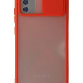 Samsung Galaxy A02S Kılıf Palm Buzlu Kamera Sürgülü Silikon - Kırmızı-(5796)