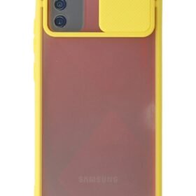 Samsung Galaxy A02S Kılıf Palm Buzlu Kamera Sürgülü Silikon - Sarı-(5796)