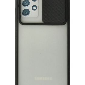 Samsung Galaxy A52 Kılıf Palm Buzlu Kamera Sürgülü Silikon - Siyah-(5796)