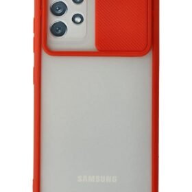 Samsung Galaxy A52 Kılıf Palm Buzlu Kamera Sürgülü Silikon - Kırmızı-(5796)