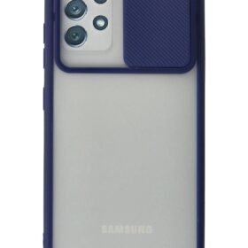 Samsung Galaxy A52 Kılıf Palm Buzlu Kamera Sürgülü Silikon - Lacivert-(5796)