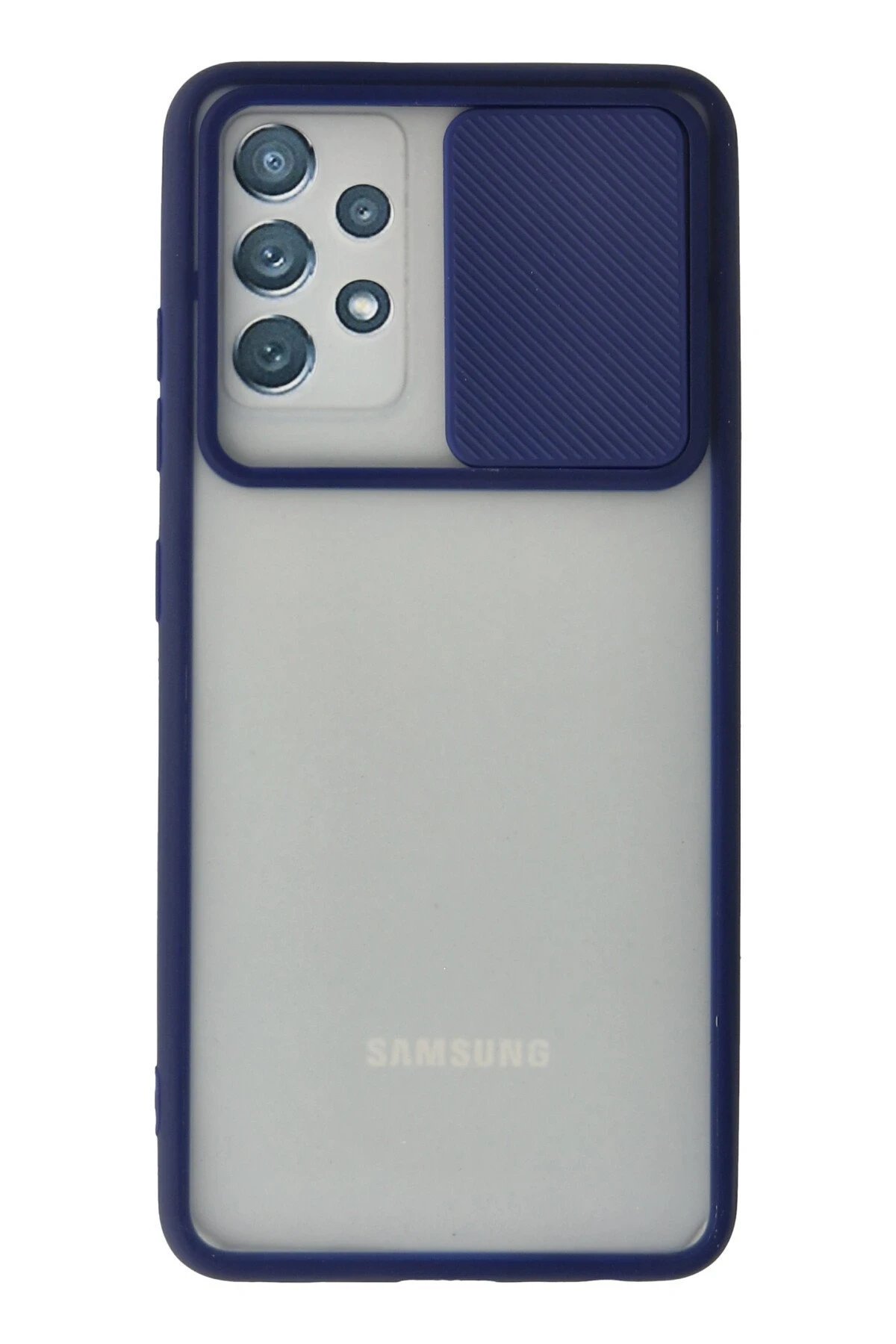 Samsung Galaxy A52 Kılıf Palm Buzlu Kamera Sürgülü Silikon - Lacivert-(5796)