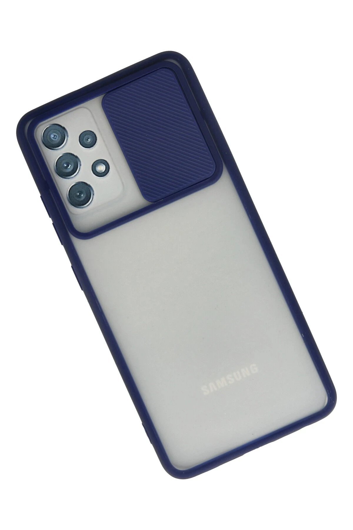 Samsung Galaxy A52 Kılıf Palm Buzlu Kamera Sürgülü Silikon - Lacivert-(5796) - Görsel 2