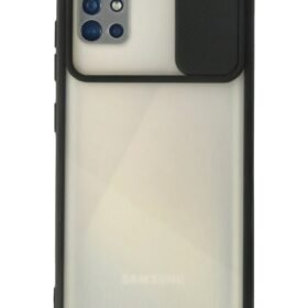Samsung Galaxy A71 Kılıf Palm Buzlu Kamera Sürgülü Silikon - Siyah-(5796)