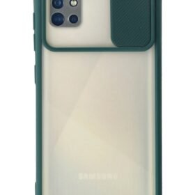 Samsung Galaxy A71 Kılıf Palm Buzlu Kamera Sürgülü Silikon - Yeşil-(5796)