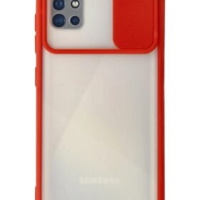 Samsung Galaxy A71 Kılıf Palm Buzlu Kamera Sürgülü Silikon - Kırmızı-(5796)