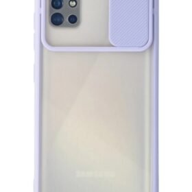 Samsung Galaxy A71 Kılıf Palm Buzlu Kamera Sürgülü Silikon - Lila-(5796)