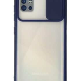 Samsung Galaxy A71 Kılıf Palm Buzlu Kamera Sürgülü Silikon - Lacivert-(5796)