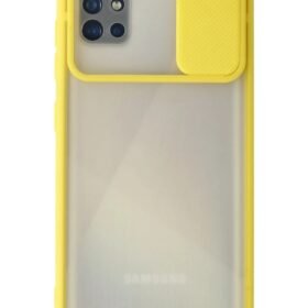 Samsung Galaxy A71 Kılıf Palm Buzlu Kamera Sürgülü Silikon - Sarı-(5796)