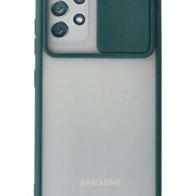 Samsung Galaxy A72 Kılıf Palm Buzlu Kamera Sürgülü Silikon - Yeşil-(5796)