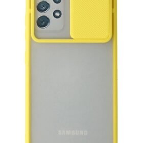 Samsung Galaxy A72 Kılıf Palm Buzlu Kamera Sürgülü Silikon - Sarı-(5796)