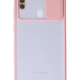 Samsung Galaxy A11 Kılıf Palm Buzlu Kamera Sürgülü Silikon - Pembe-(5796)