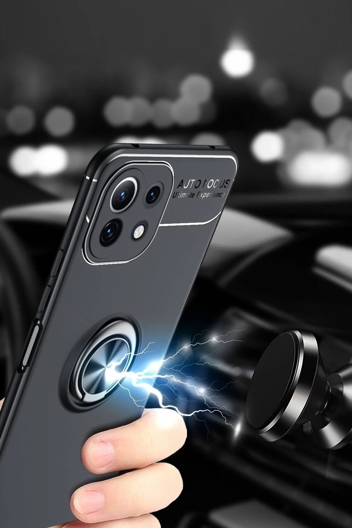 Xiaomi Mİ 11 Lite Kılıf Range Yüzüklü Silikon - Siyah-Kırmızı-(5796) - Görsel 2