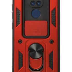Xiaomi Redmi Note 9 Kılıf Pars Lens Yüzüklü Silikon - Kırmızı-(5796)