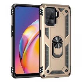 Oppo Reno 5 Lite Kılıf Sofya Yüzüklü Silikon Kapak - Gold-(5796)
