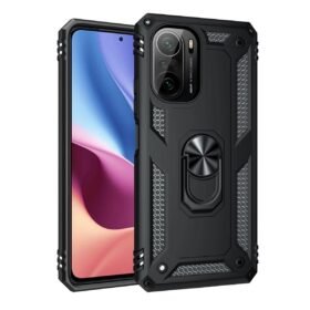 Xiaomi Poco F3 Kılıf Sofya Yüzüklü Silikon Kapak - Siyah-(5796)