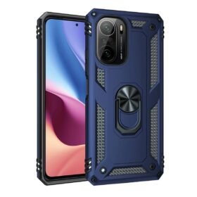 Xiaomi Poco F3 Kılıf Sofya Yüzüklü Silikon Kapak - Lacivert-(5796)