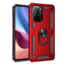 Xiaomi Poco F3 Kılıf Sofya Yüzüklü Silikon Kapak - Kırmızı-(5796)