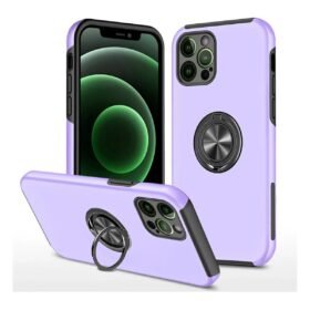 iPhone 12 Pro Kılıf Elit Yüzüklü Kapak - Mor-(5796)