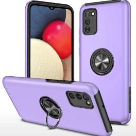 Samsung Galaxy A02S Kılıf Elit Yüzüklü Kapak - Mor-(5796)
