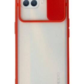 Oppo Reno 4 Lite Kılıf Palm Buzlu Kamera Sürgülü Silikon - Kırmızı-(5796)
