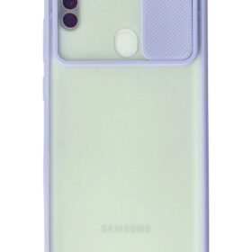 Samsung Galaxy A11 Kılıf Palm Buzlu Kamera Sürgülü Silikon - Lila-(5796)