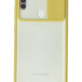 Samsung Galaxy A11 Kılıf Palm Buzlu Kamera Sürgülü Silikon - Sarı-(5796)