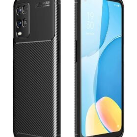 Oppo A54 4G Kılıf Auto Focus Karbon Kapak - Siyah-(5796)