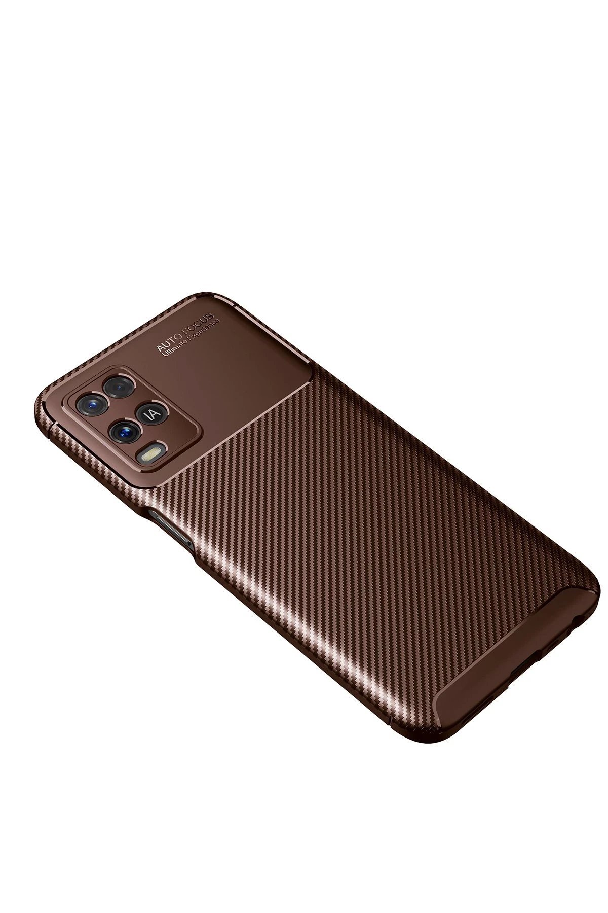 Oppo A54 4G Kılıf Auto Focus Karbon Kapak - Kahverengi-(5796) - Görsel 2
