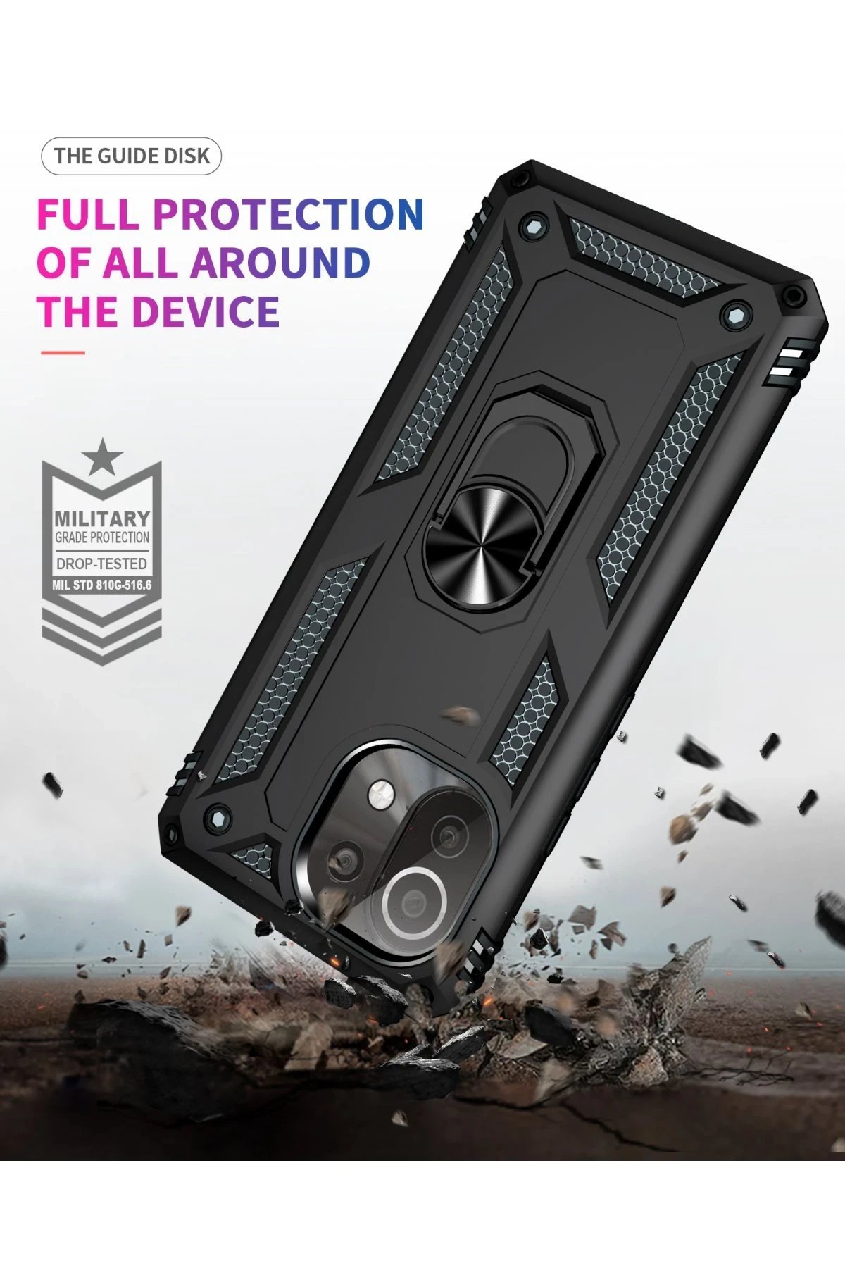 Xiaomi Mİ 11 Lite Kılıf Sofya Yüzüklü Silikon Kapak - Siyah-(5796) - Görsel 4