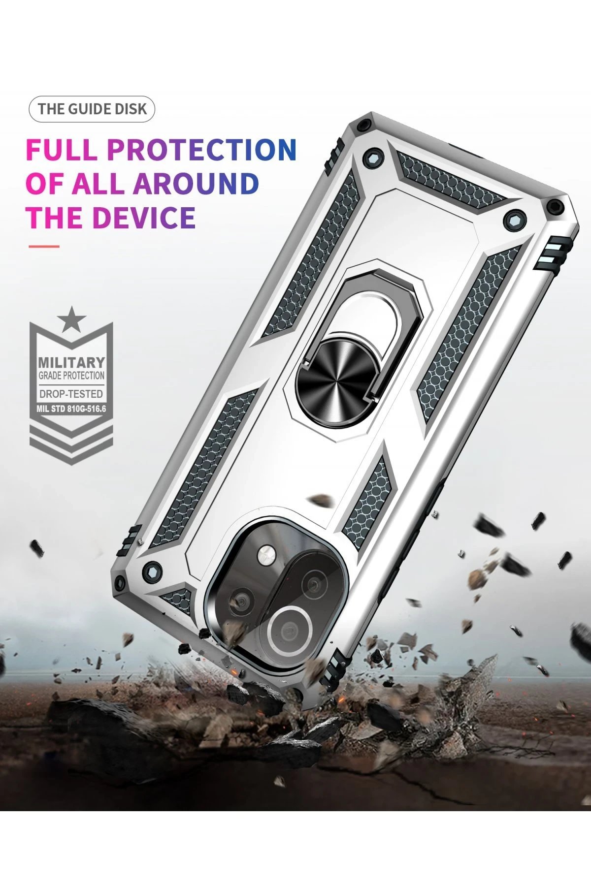 Xiaomi Mİ 11 Lite Kılıf Sofya Yüzüklü Silikon Kapak - Gümüş-(5796) - Görsel 4