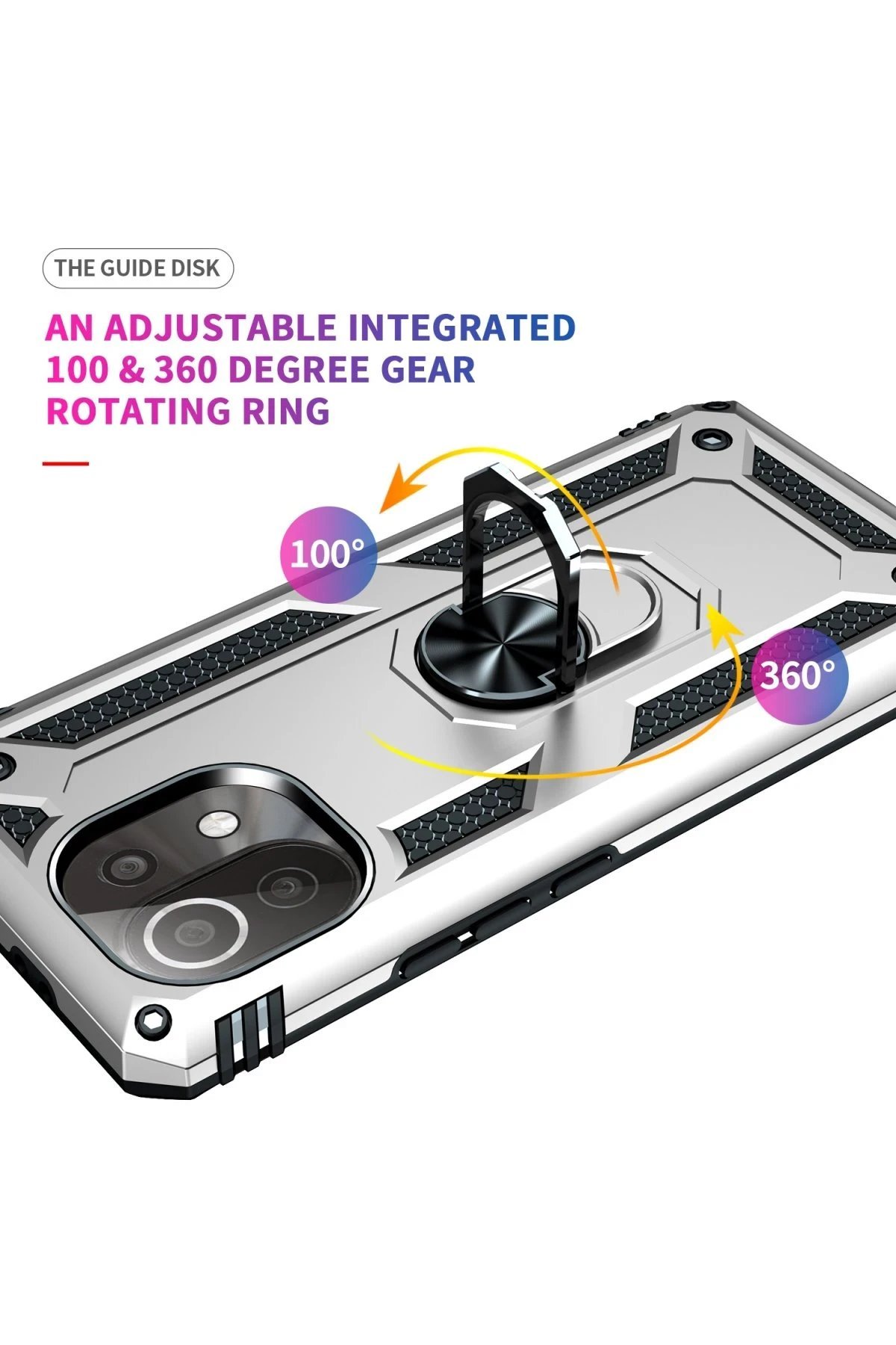 Xiaomi Mİ 11 Lite Kılıf Sofya Yüzüklü Silikon Kapak - Gümüş-(5796) - Görsel 5