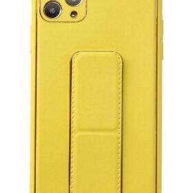 iPhone 11 Pro Max Kılıf Coco Deri Standlı Kapak - Sarı-(5796)