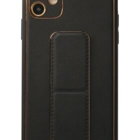 iPhone 12 Kılıf Coco Deri Standlı Kapak - Siyah-(5796)