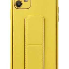 iPhone 12 Kılıf Coco Deri Standlı Kapak - Sarı-(5796)