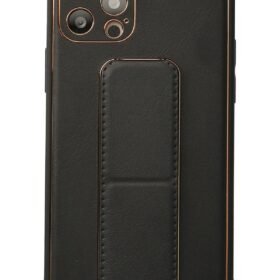 iPhone 12 Pro Kılıf Coco Deri Standlı Kapak - Siyah-(5796)