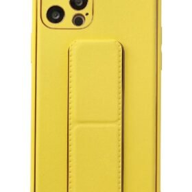 iPhone 12 Pro Kılıf Coco Deri Standlı Kapak - Sarı-(5796)