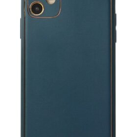 iPhone 12 Kılıf Coco Deri Silikon Kapak - Mavi-(5796)