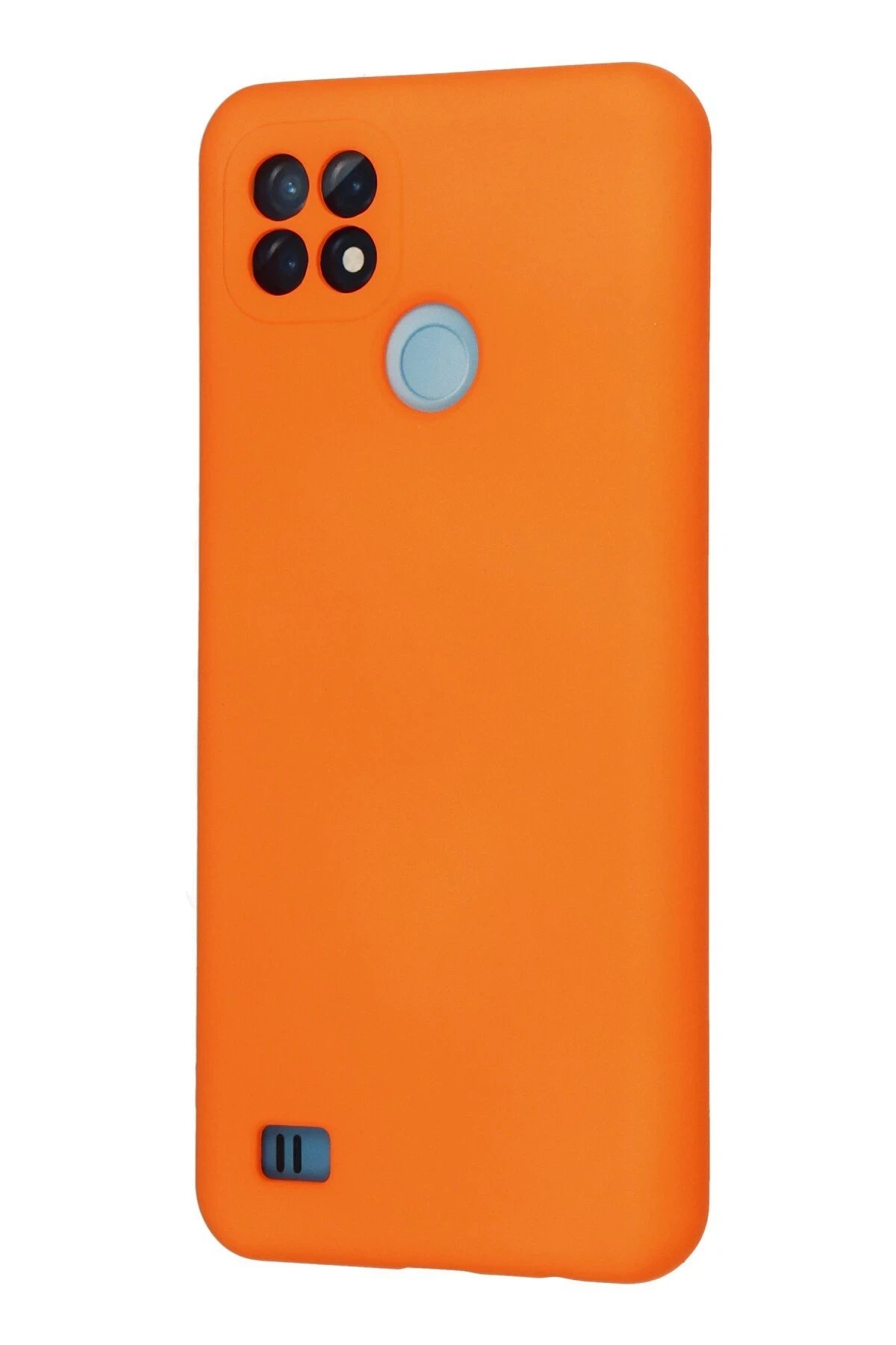 Realme C21 Kılıf Nano içi Kadife Silikon - Turuncu-(5796) - Görsel 3