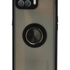 Oppo Reno 4 Lite Kılıf Montreal Yüzüklü Silikon Kapak - Siyah-(5796)