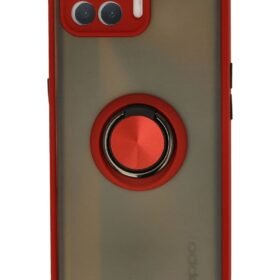 Oppo Reno 4 Lite Kılıf Montreal Yüzüklü Silikon Kapak - Kırmızı-(5796)