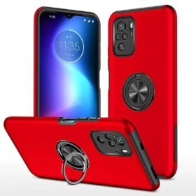 Xiaomi Poco F3 Kılıf Elit Yüzüklü Kapak - Kırmızı-(5796)