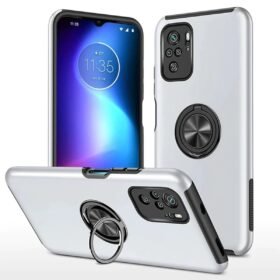 Xiaomi Poco F3 Kılıf Elit Yüzüklü Kapak - Gümüş-(5796)