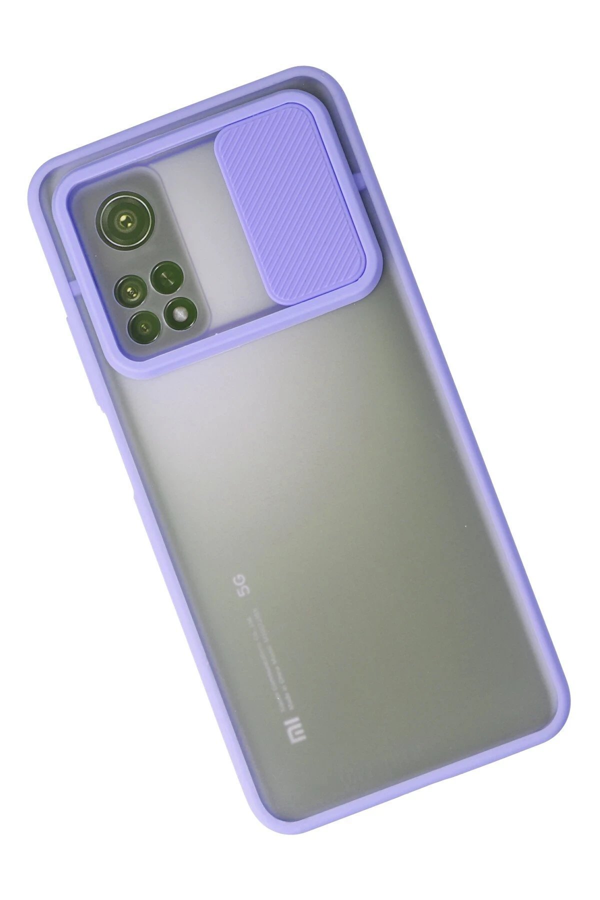 Xiaomi Mi 10T Kılıf Palm Buzlu Kamera Sürgülü Silikon - Lila-(5796) - Görsel 3