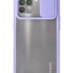Oppo Reno 5 Lite Kılıf Palm Buzlu Kamera Sürgülü Silikon - Lila-(5796)
